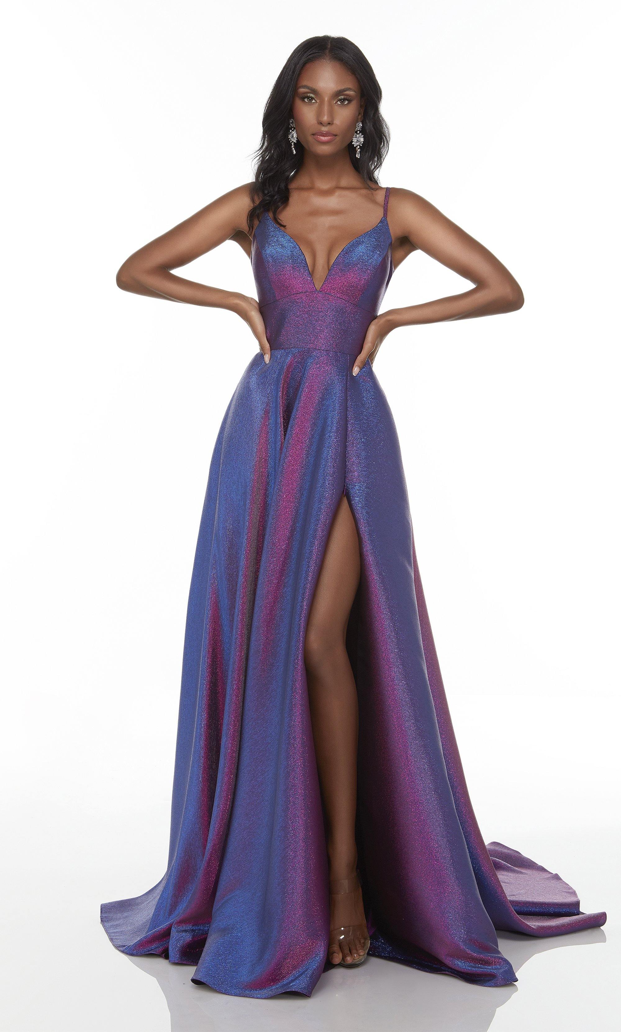 A-line Metallic Formal Unique Dress Off-Shoulder Prom New Dress MQ1781